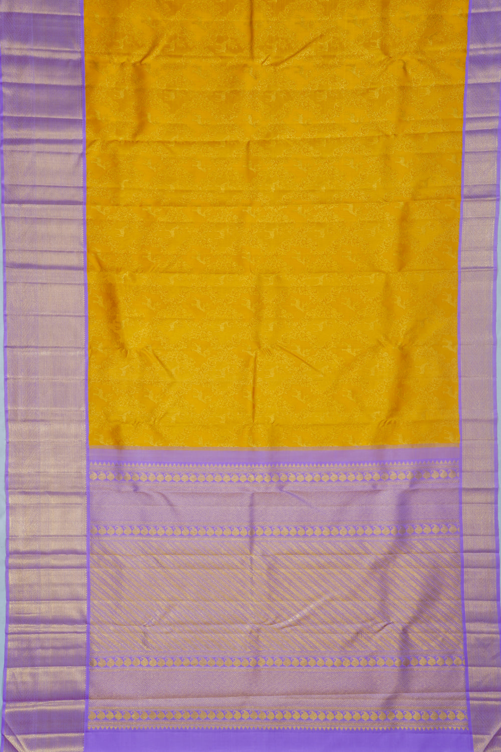 Kanchipuram Silk Brocade Yellow Saree