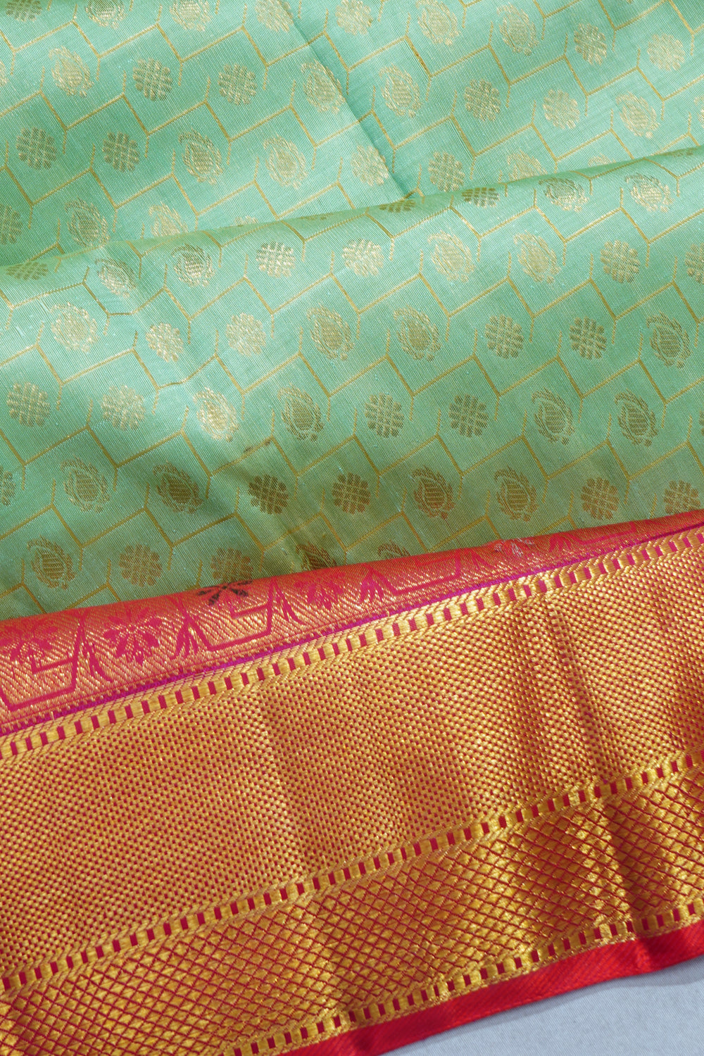 Kanchipuram Silk Brocade Pastel Green Saree