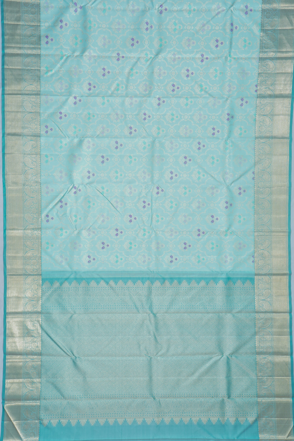 Kanchipuram Silk Brocade Pastel Blue Saree