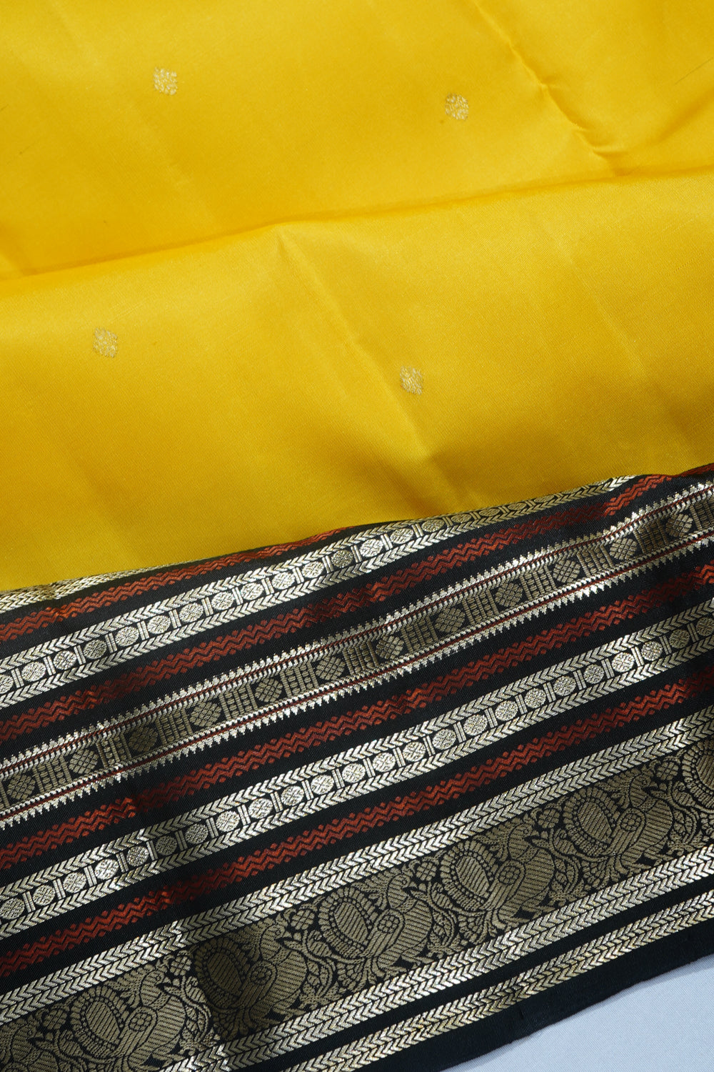 Classic Kanchipuram Silk Butta Yellow Saree