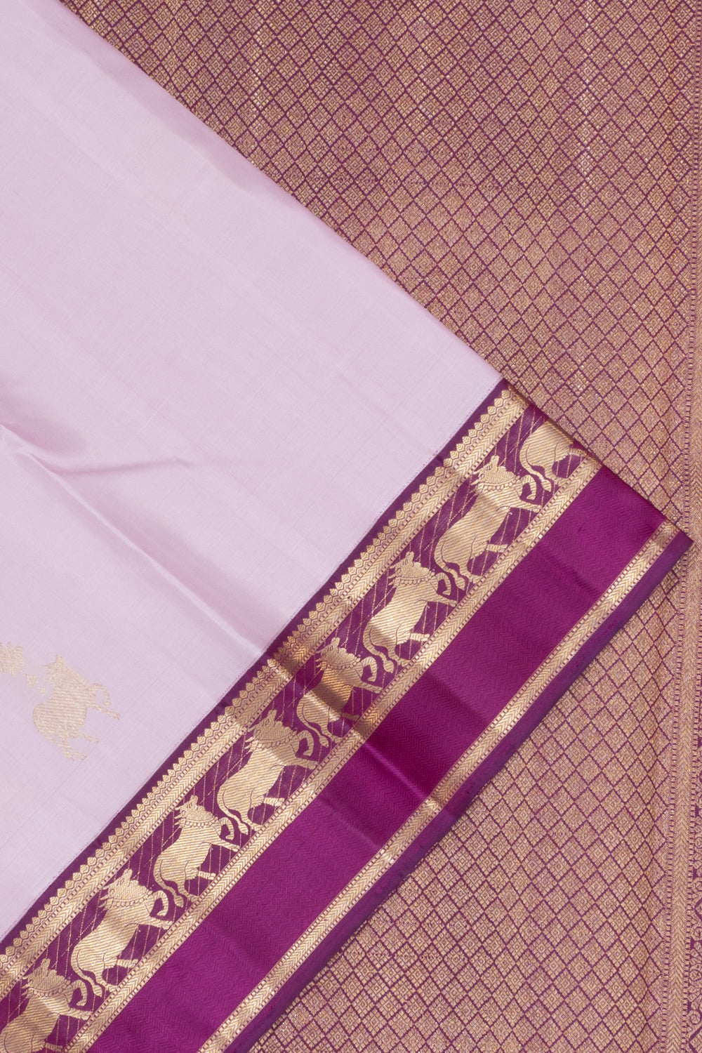 Kanchipuram Silk Pichwai Butta Lavender Saree