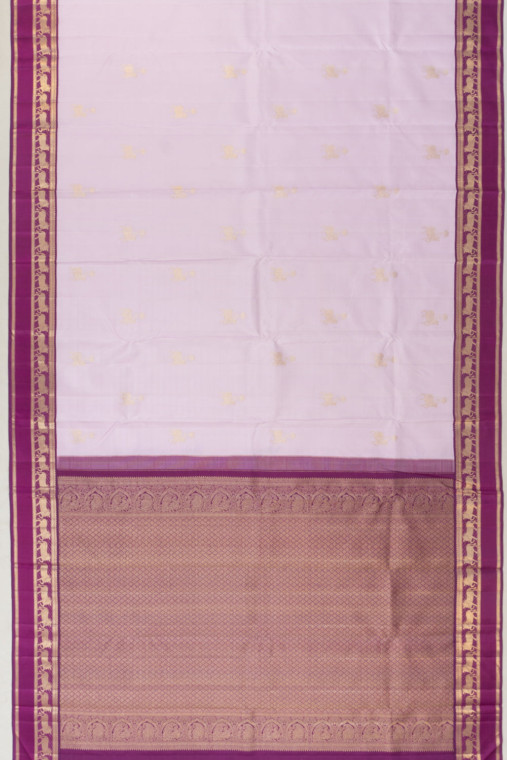 Kanchipuram Silk Pichwai Butta Lavender Saree