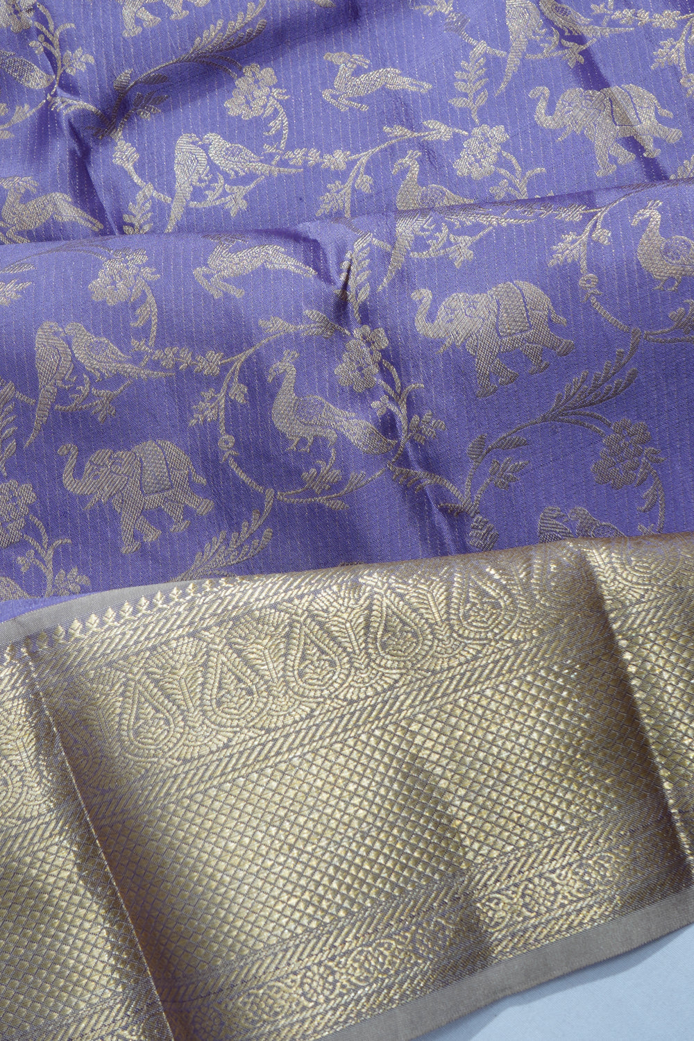 Kanchipuram Silk Vanasingaram Jaal Violet Saree