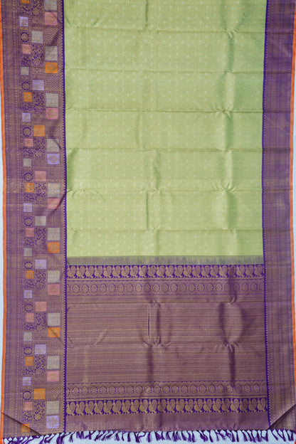 Kanchipuram Silk Brocade Pista Green Saree