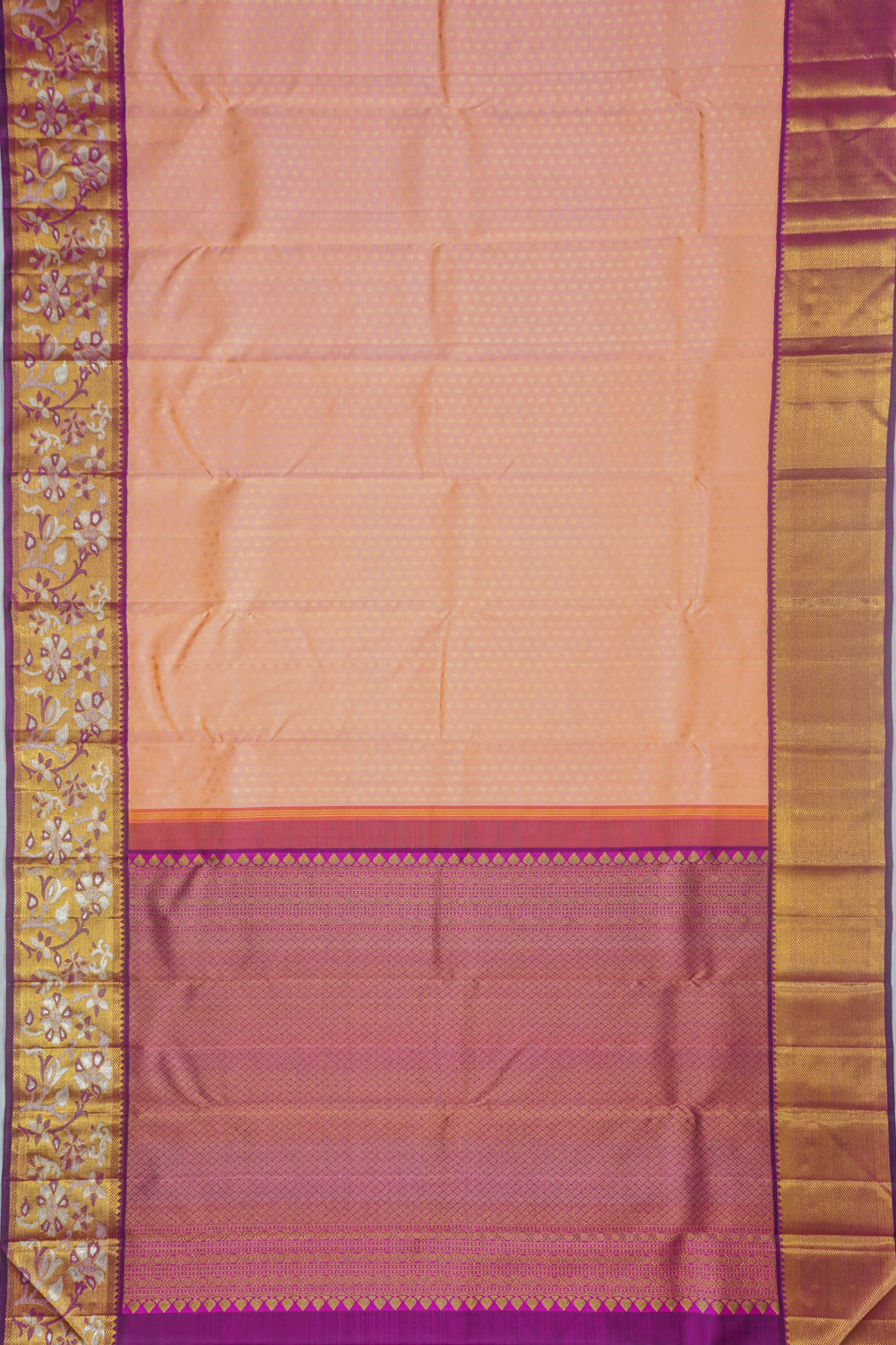 Kanchipuram Silk Brocade Peach Saree