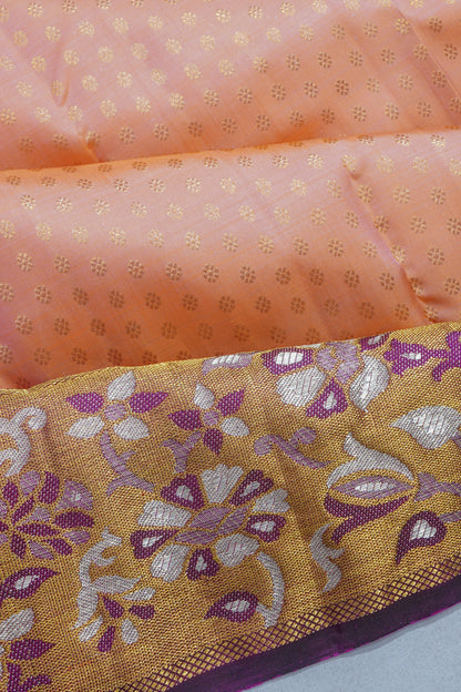 Kanchipuram Silk Brocade Peach Saree