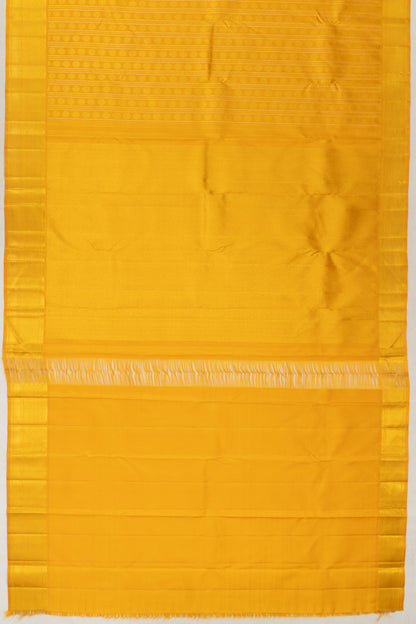 Kanchipuram Silk Lines And Butta Mustard Yellow Saree