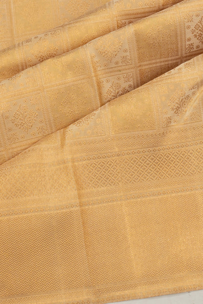 Kanchipuram Silk Checks Brocade Cream Saree