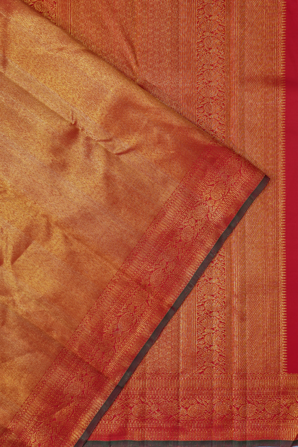 Kanchipuram Silk Tissue Plain Red Saree