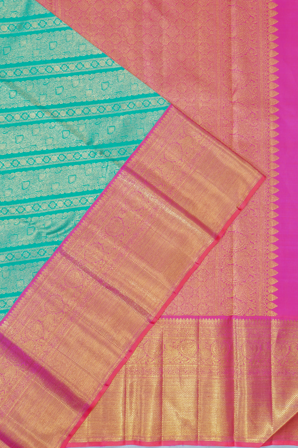 Kanchipuram Silk Brocade Sea Green Saree