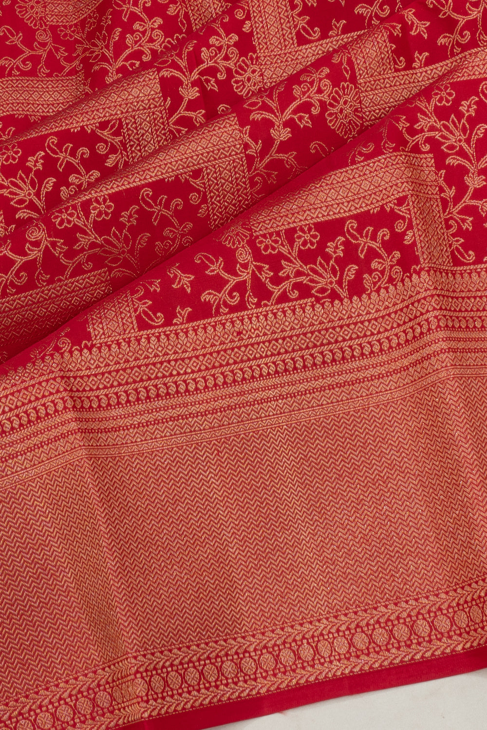 Taranga Kanchi Silk Brocade Red Saree