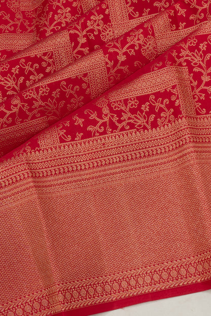 Taranga Kanchi Silk Brocade Red Saree