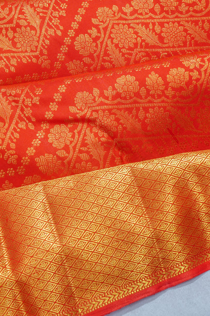 Kanchipuram Silk Brocade Red Saree