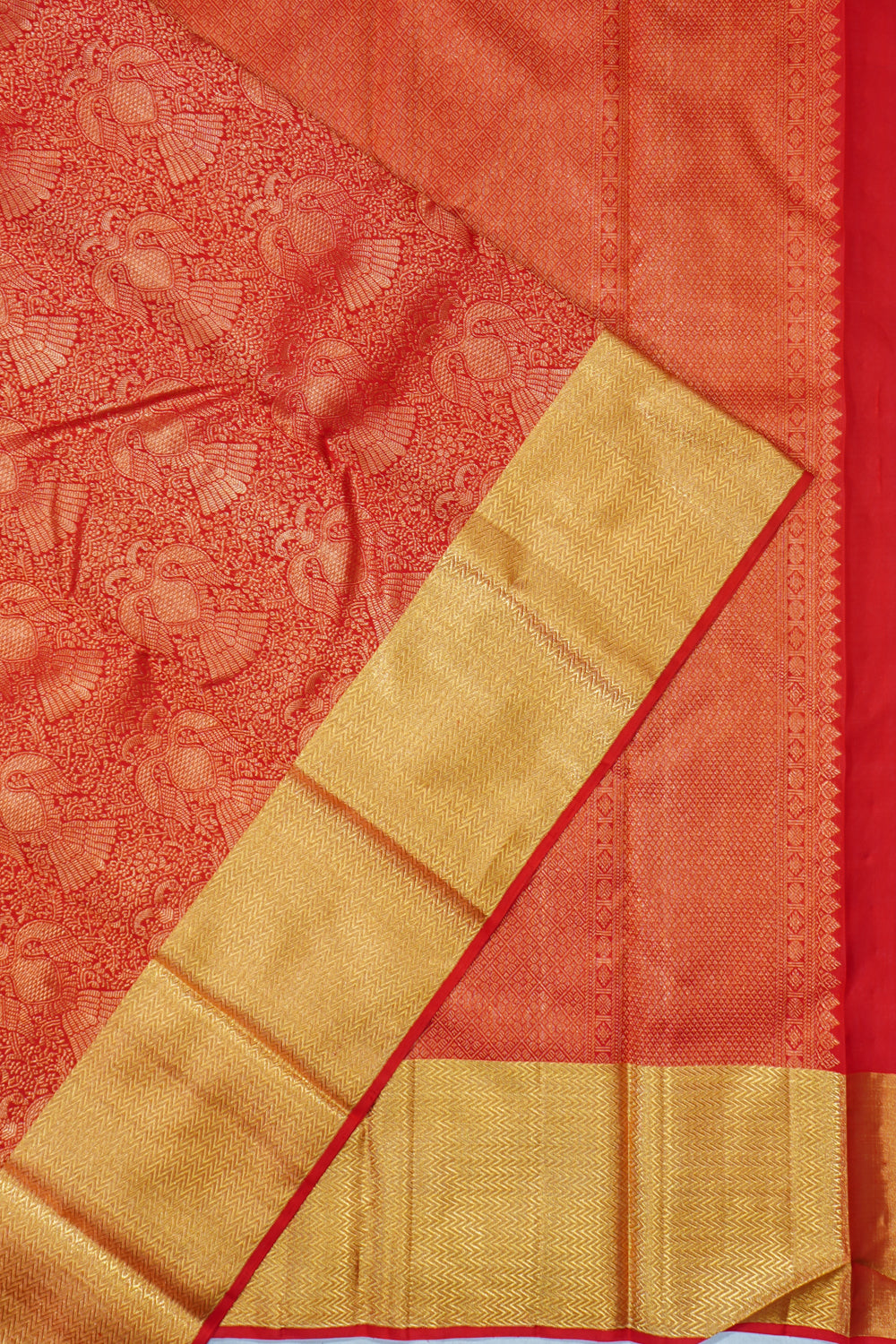 Kanchipuram Silk Brocade Red Saree