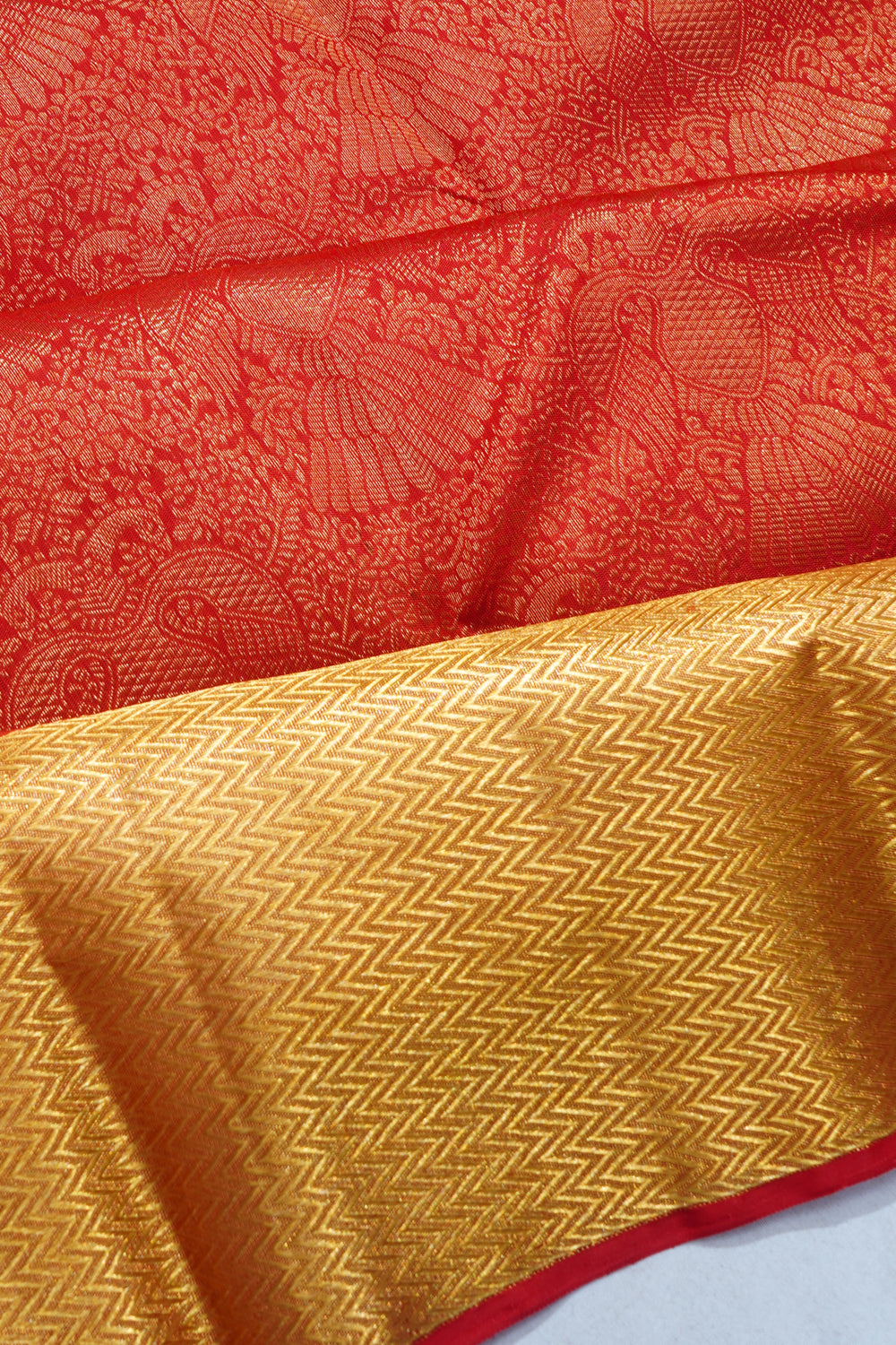 Kanchipuram Silk Brocade Red Saree