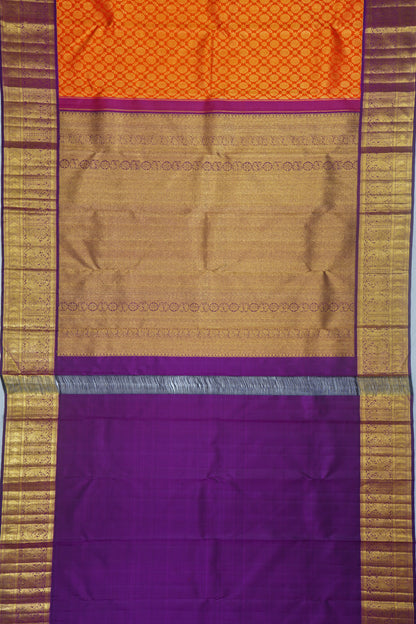 Kanchipuram Silk Brocade Orange Saree