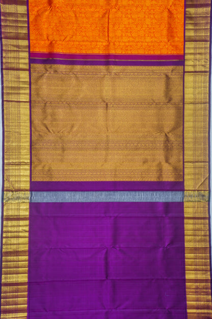 Kanchipuram Silk Brocade Orange Saree