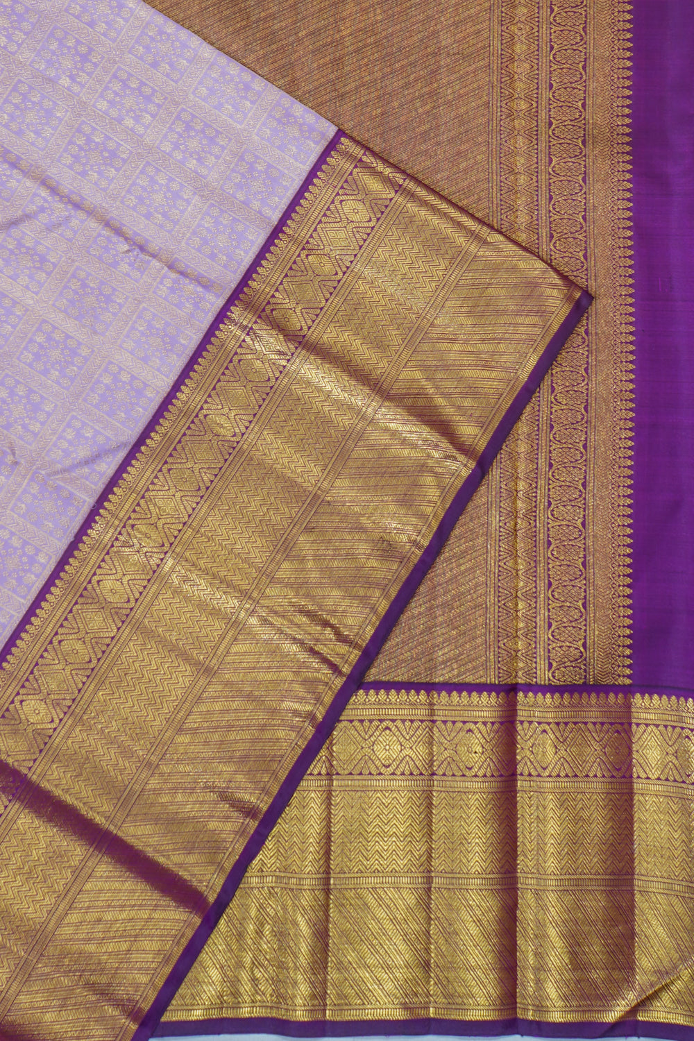 Kanchipuram Silk Brocade Lavender Saree