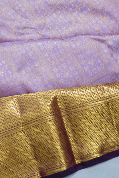 Kanchipuram Silk Brocade Lavender Saree