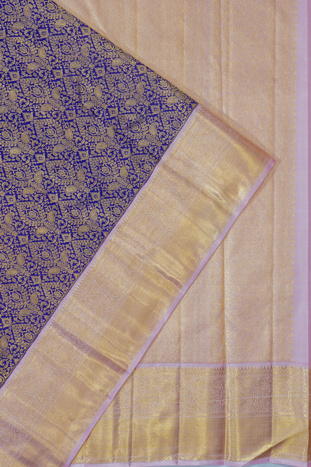 Kanchipuram Silk Brocade Dark Blue Saree