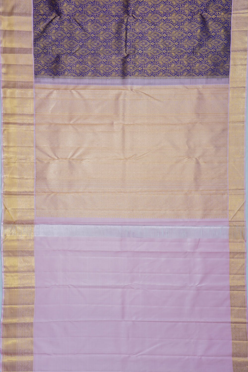 Kanchipuram Silk Brocade Dark Blue Saree