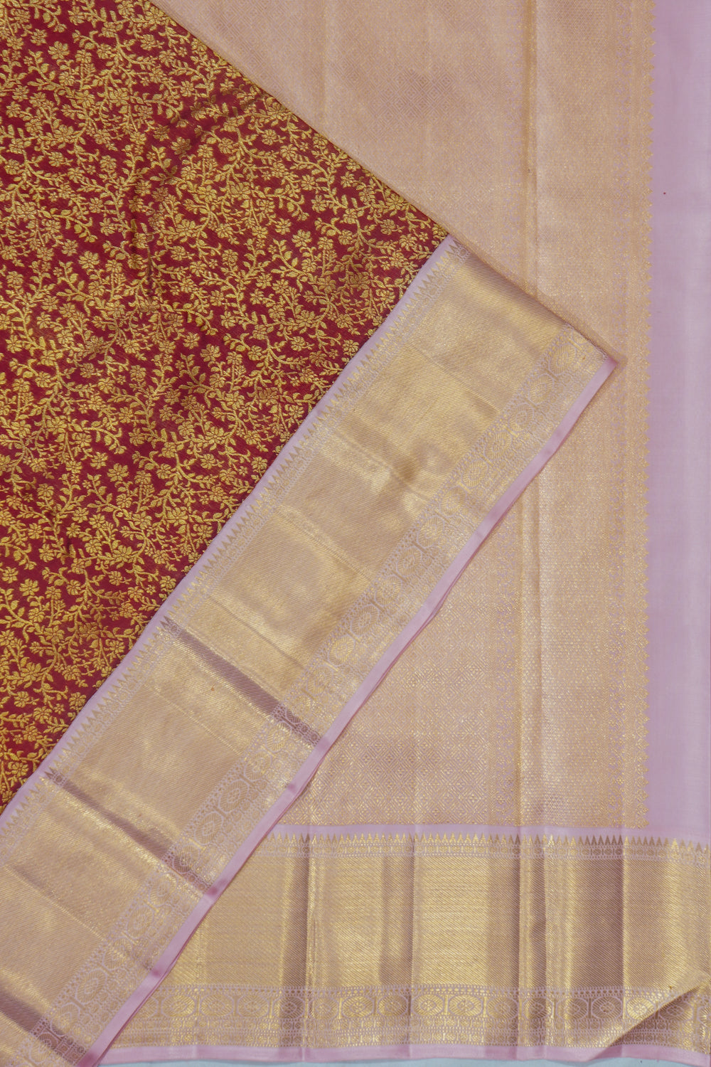 Kanchipuram Silk Brocade Maroon Saree