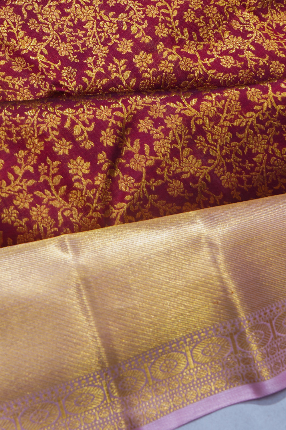 Kanchipuram Silk Brocade Maroon Saree