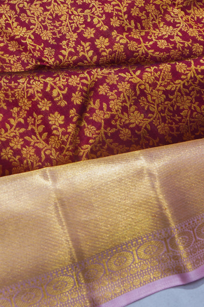 Kanchipuram Silk Brocade Maroon Saree