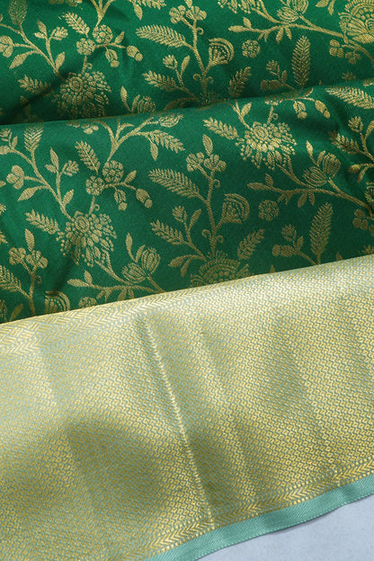 Kanchipuram Silk Jaal Dark Green Saree