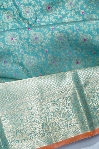 Kanchipuram Silk Brocade Pastel Blue Saree