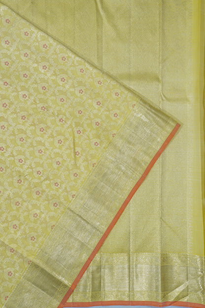 Kanchipuram Silk Brocade Lemon Yellow Saree