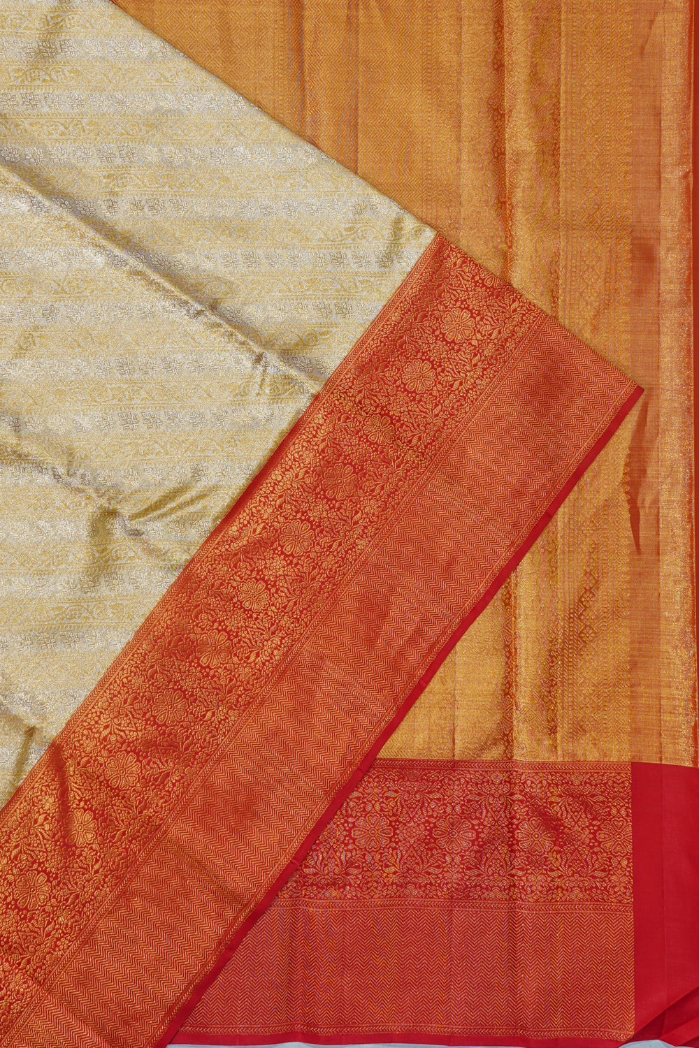 Kanchipuram Silk Tissue Brocade Gold Saree