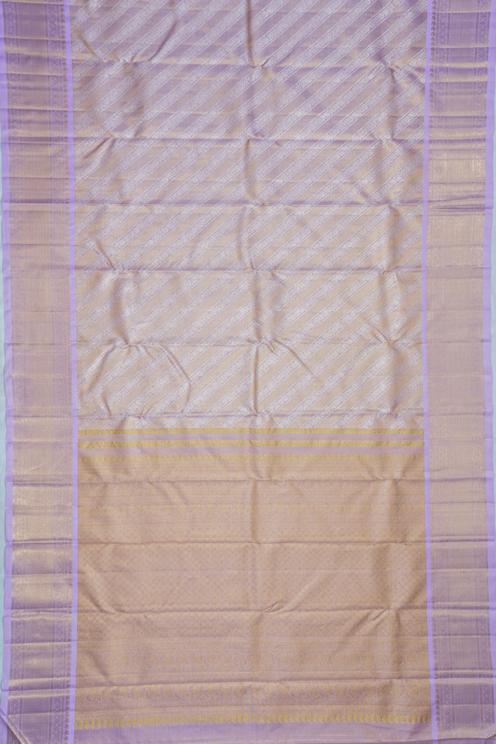 Kanchipuram Silk Tissue Brocade Lavender Saree
