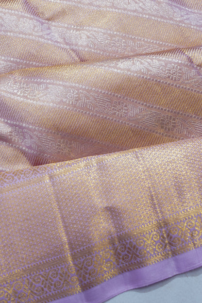 Kanchipuram Silk Tissue Brocade Lavender Saree