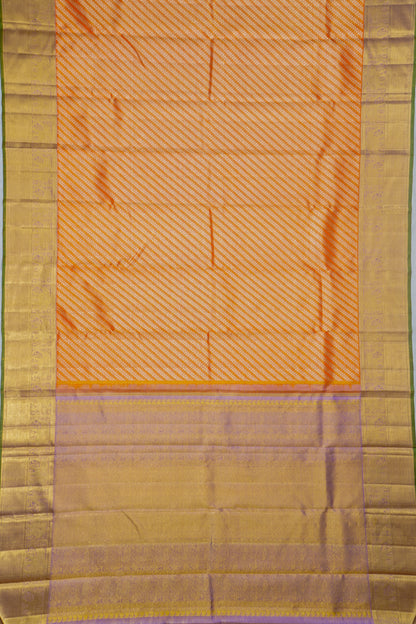 Kanchipuram Silk Tissue Brocade Orange Saree