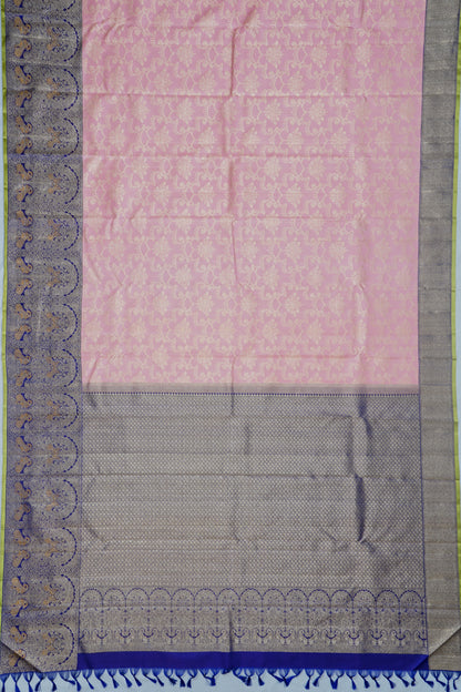 Kanchipuram Silk Brocade Baby Pink Saree