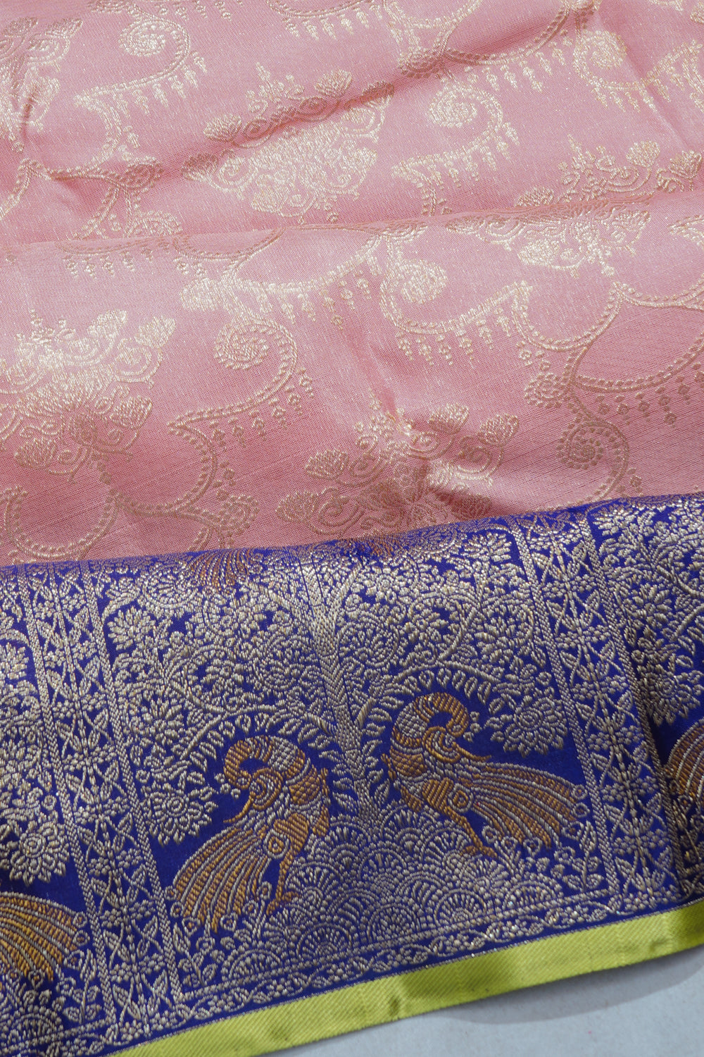 Kanchipuram Silk Brocade Baby Pink Saree