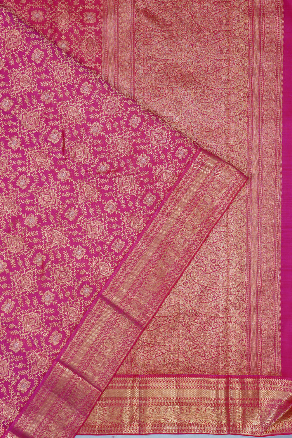 Kanchipuram Silk Brocade Pink Saree