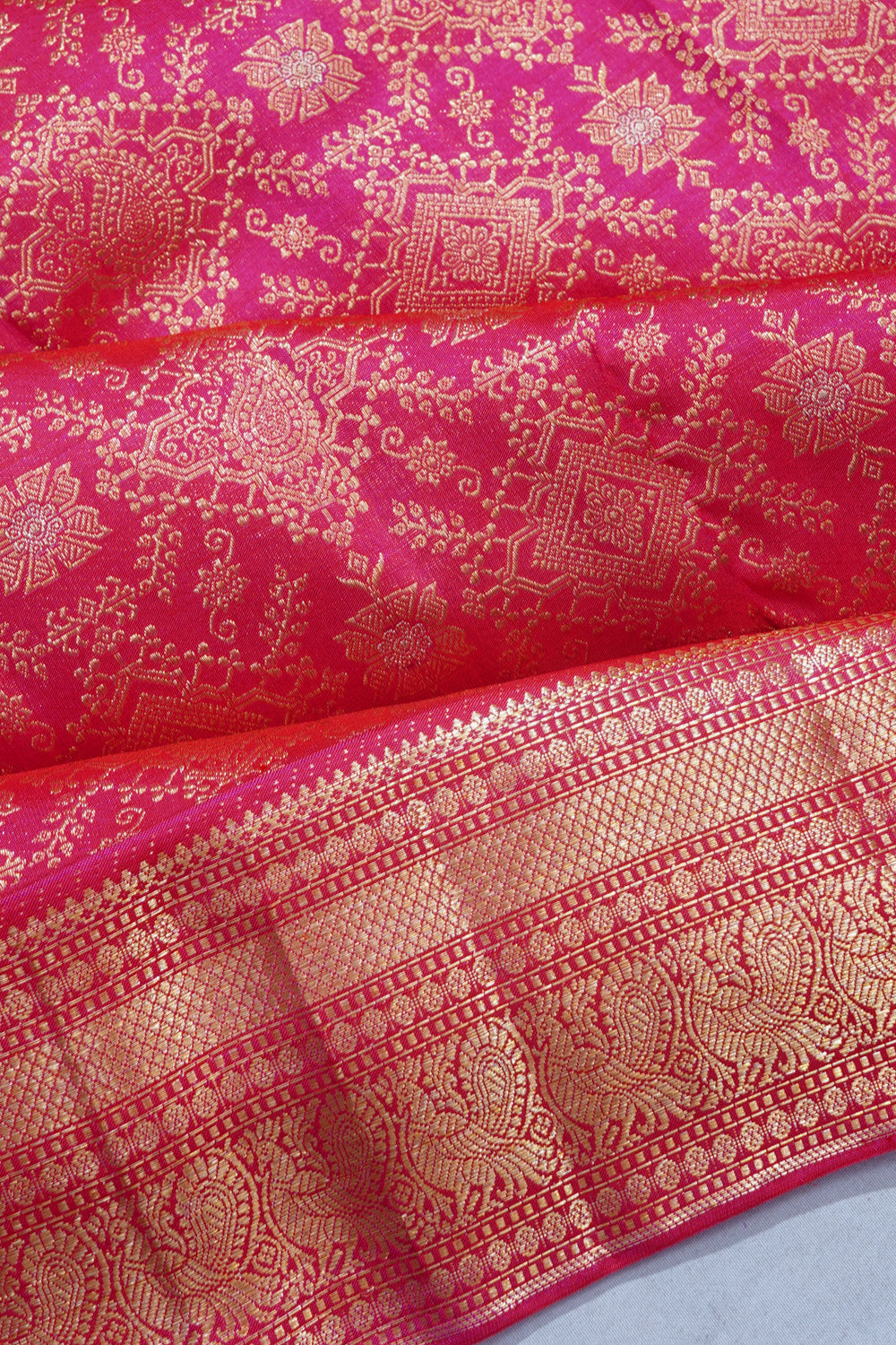 Kanchipuram Silk Brocade Pink Saree