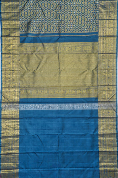 Kanchipuram Silk Brocade Teal Blue Saree