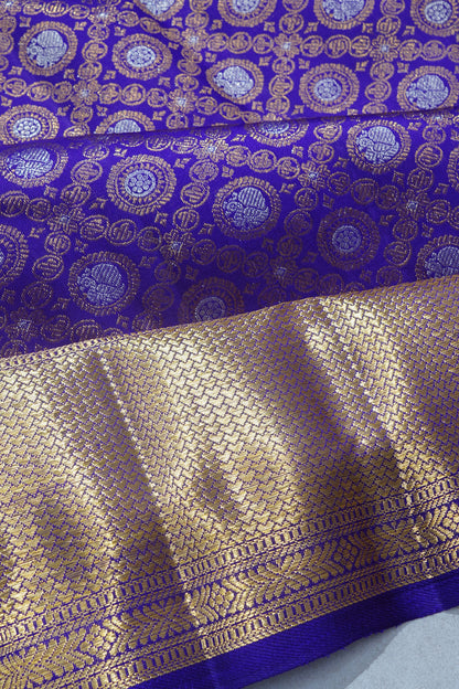 Kanchipuram Silk Brocade Violet Saree