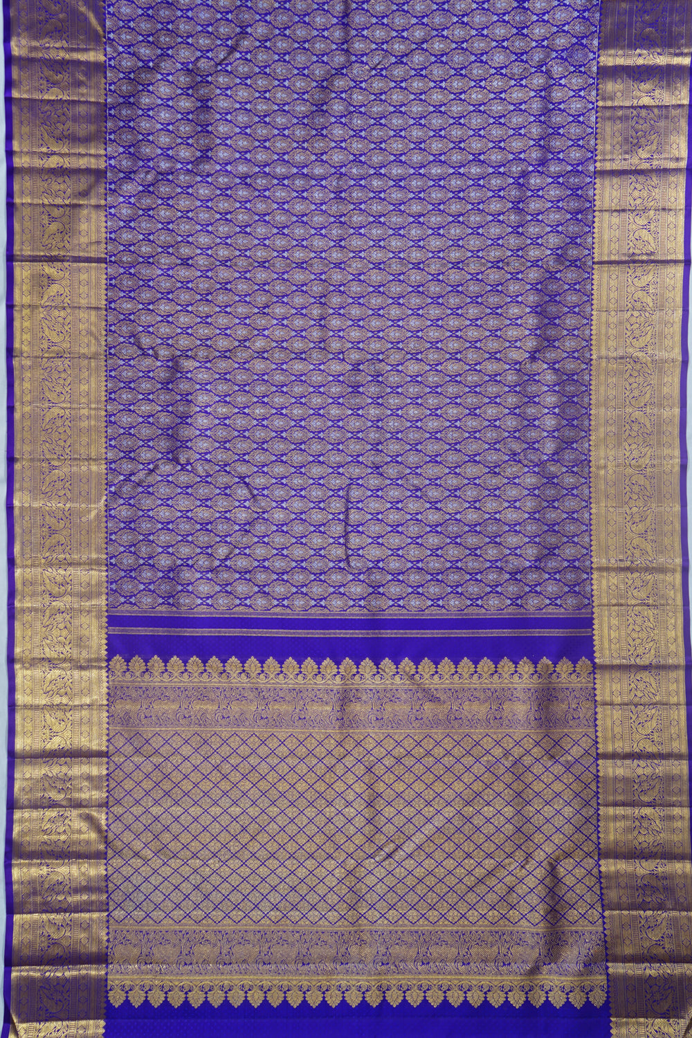 Kanchipuram Silk Brocade Dark Blue Saree