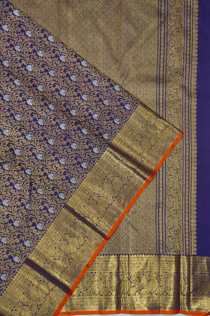 Kanchipuram Silk Brocade Dark Blue Saree