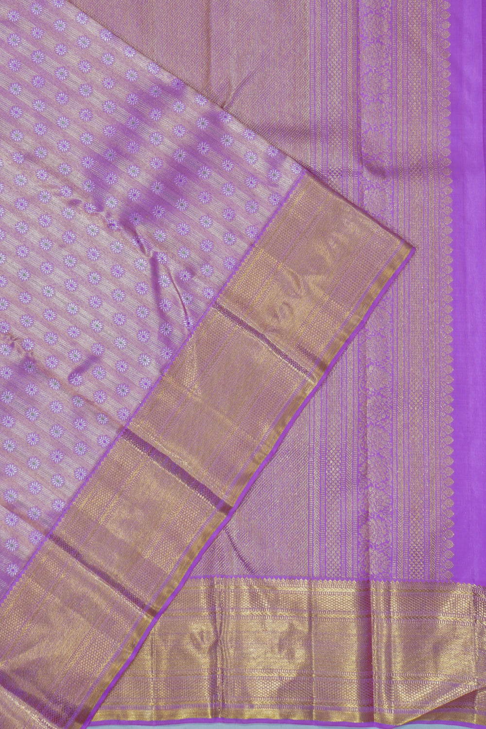 Kanchipuram Silk Tissue Brocade Lavender Saree