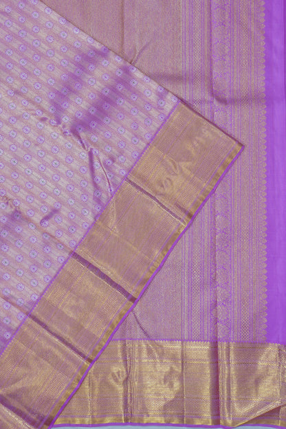 Kanchipuram Silk Tissue Brocade Lavender Saree
