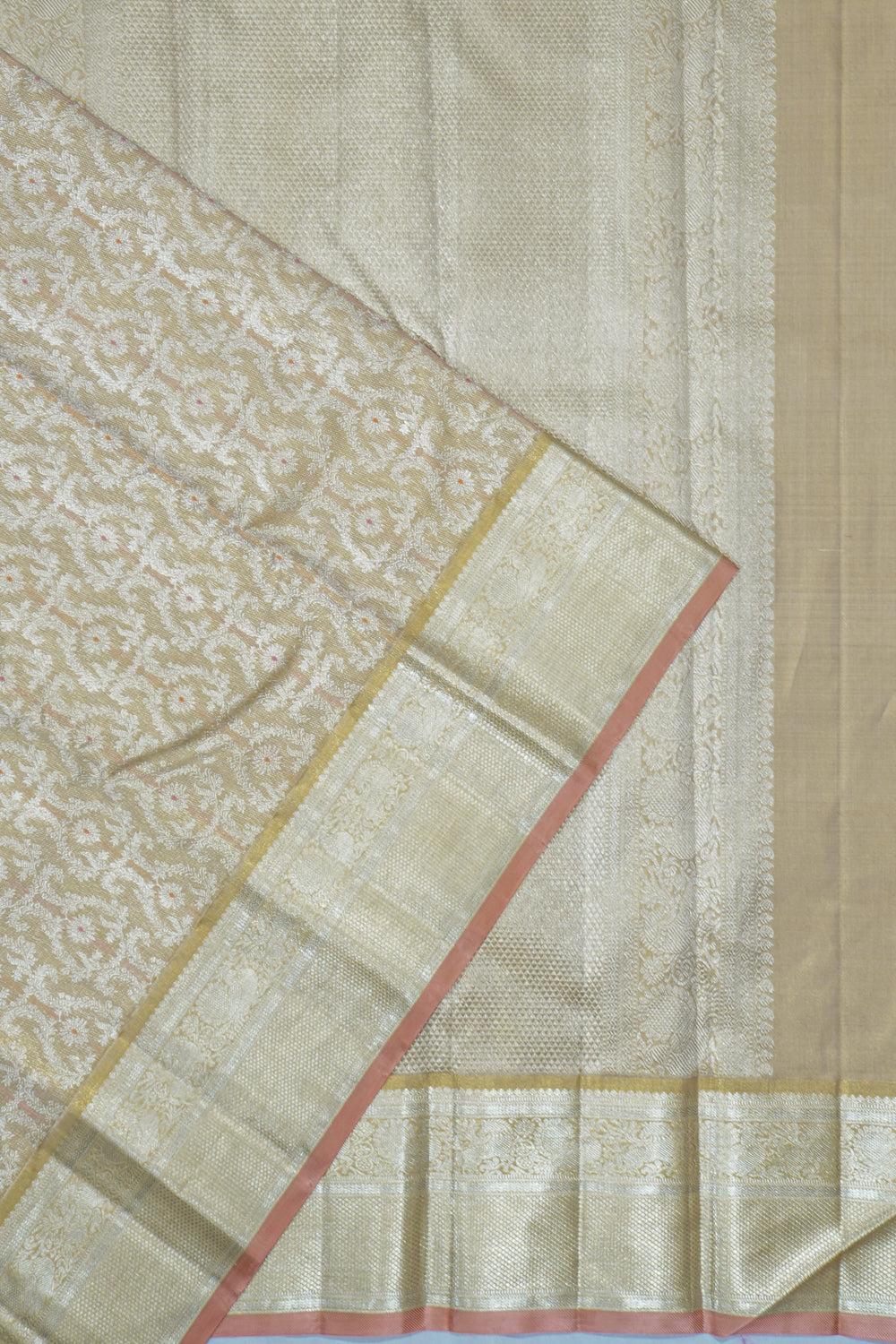 Kanchipuram Silk Brocade Cream Saree