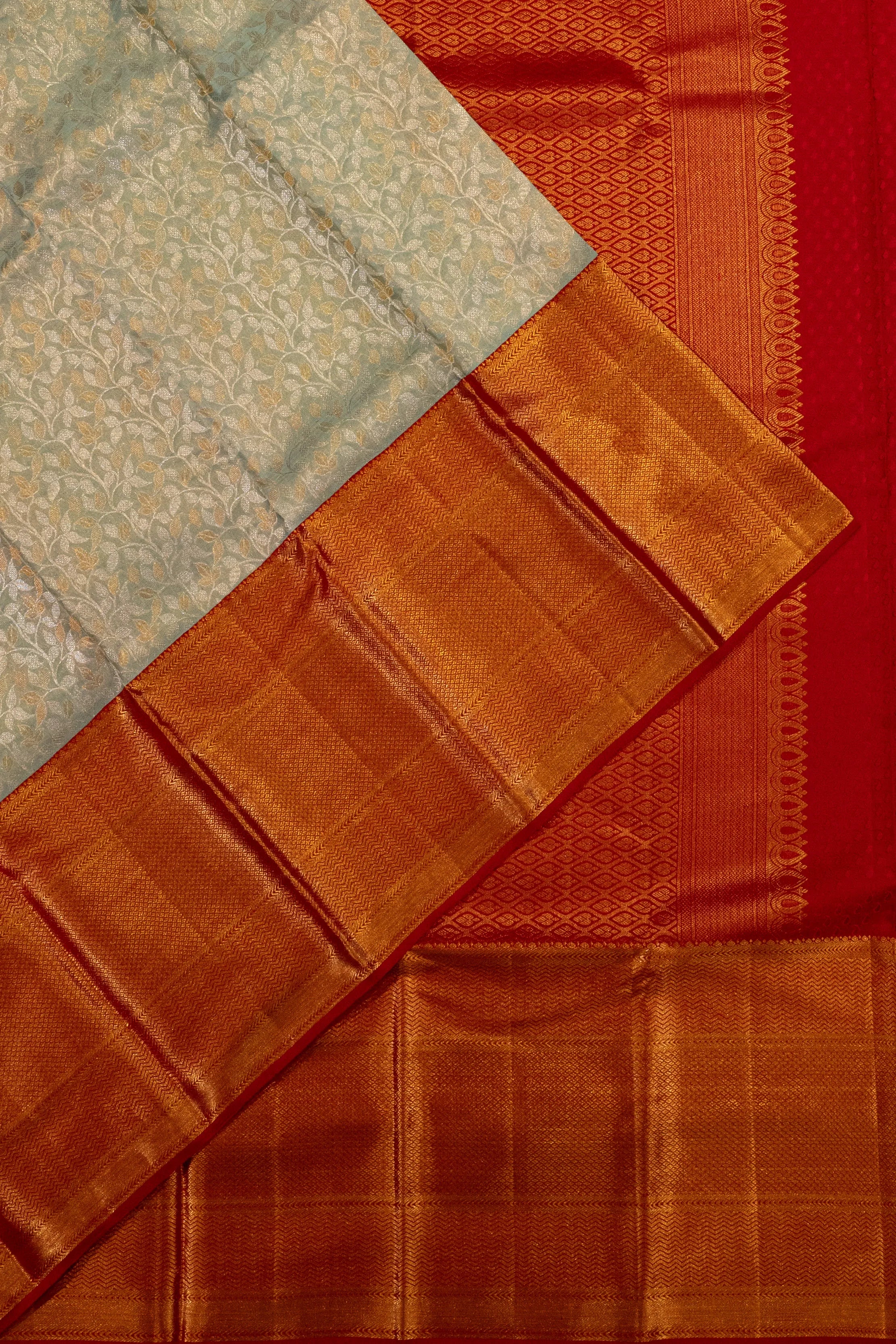 Kanchipuram Silk Tissue Brocade Pastel Blue Saree