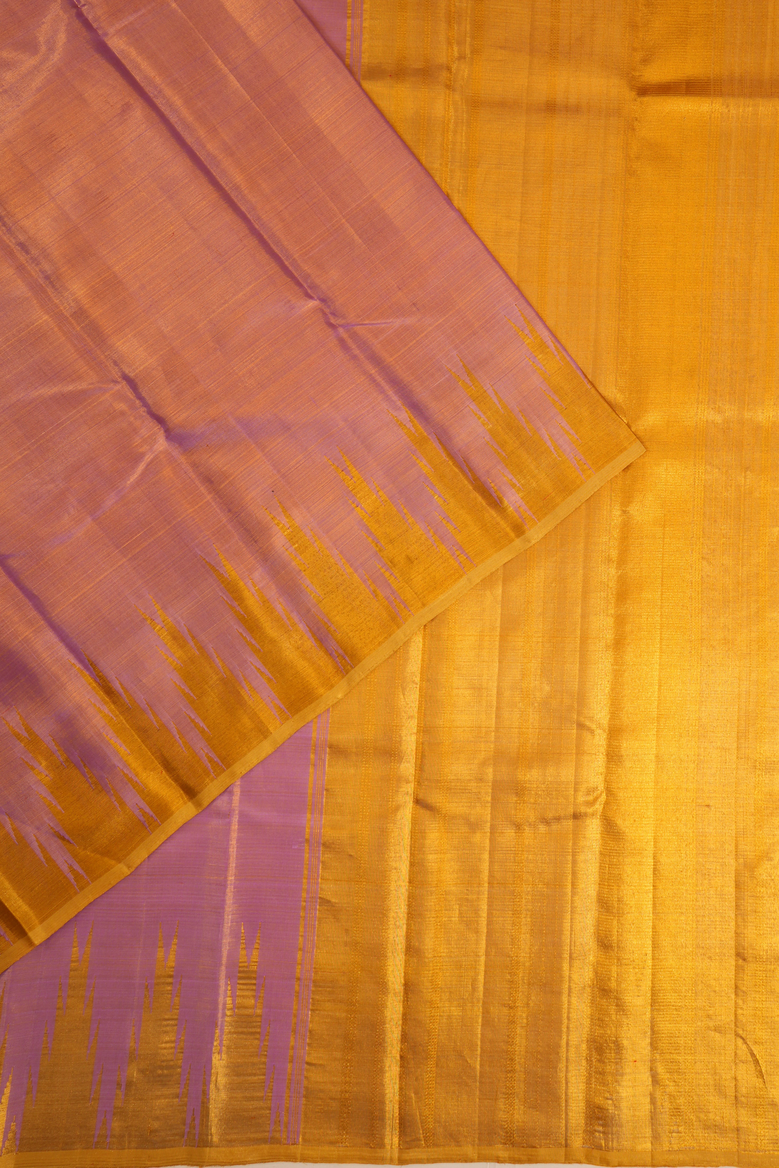 Kanchipuram Silk Tissue Plain Lavender Saree
