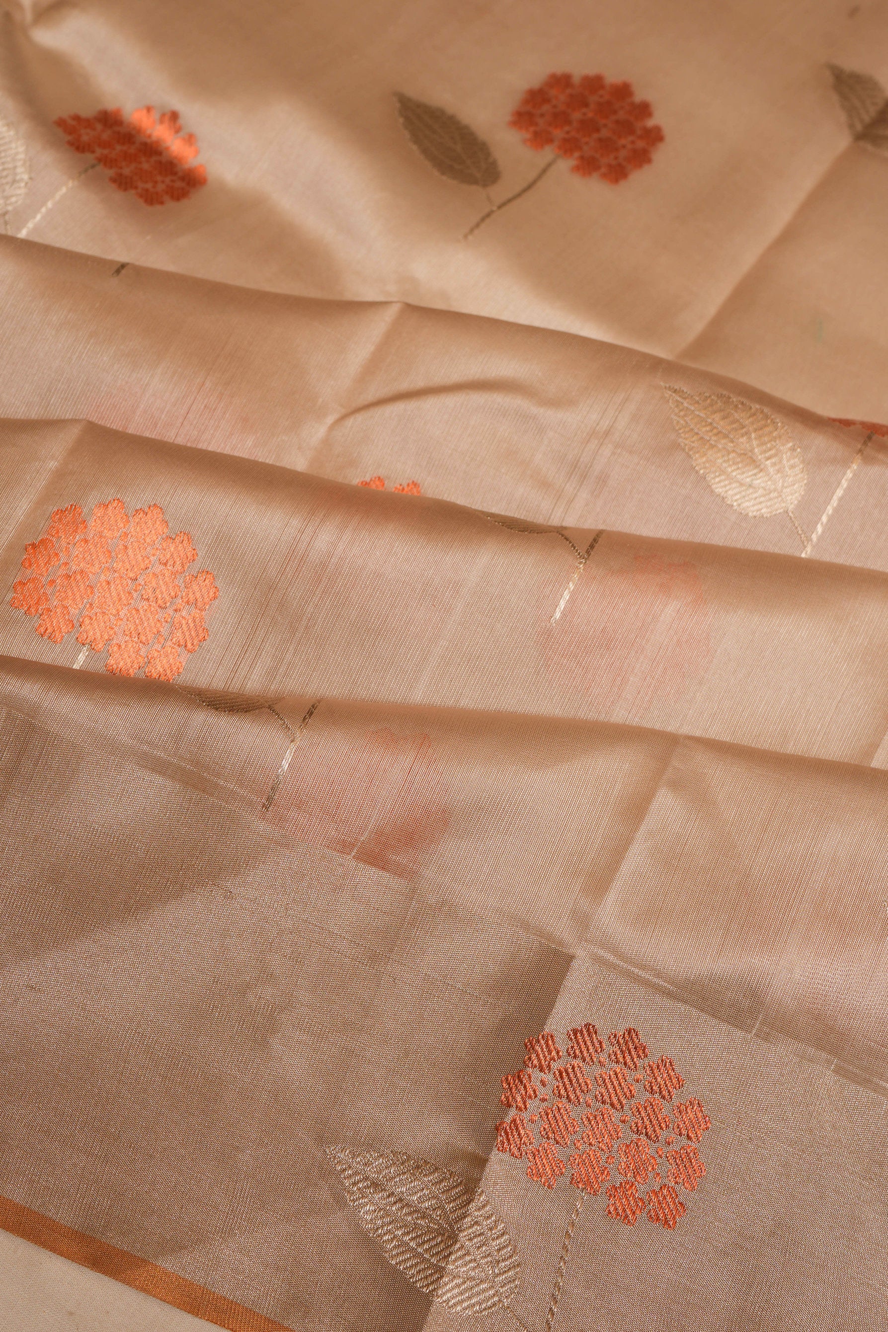 Chanderi Silk Butta Cream Saree