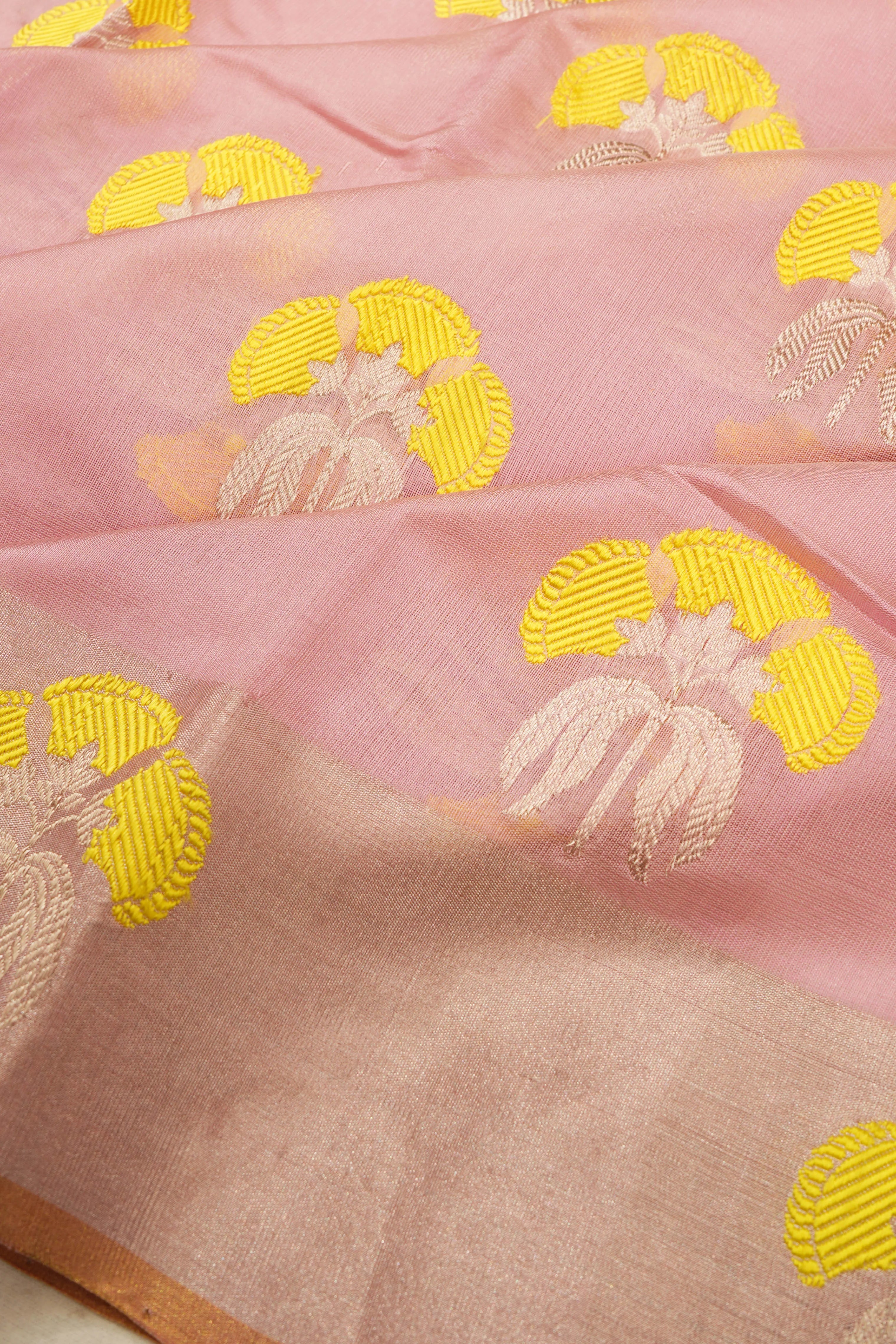 Chanderi Silk Butta Peach Saree